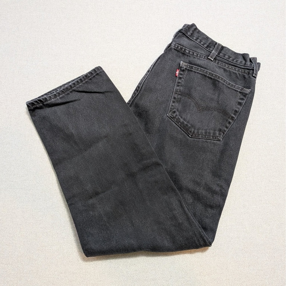 Levis 505 Mens 38x30 Black Regular Straight Leg Denim Jeans Classic Pants